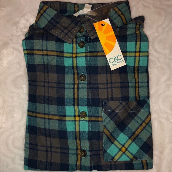 HP - C&C California Green Plaid Flannel Top - NWT - Picture 3 of 5